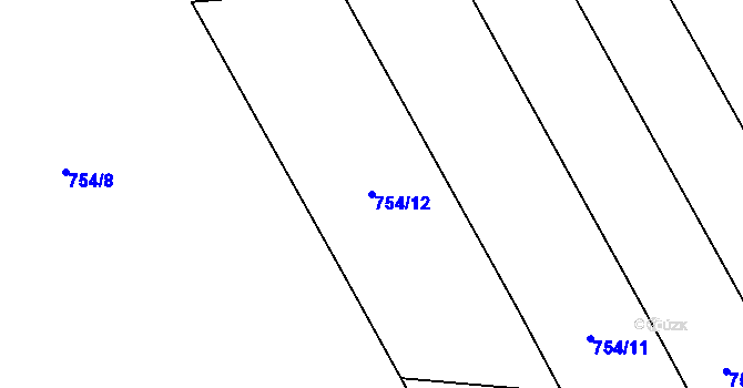 Parcela st. 754/12 v KÚ Chuchelná, Katastrální mapa