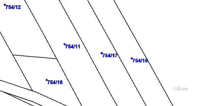Parcela st. 754/17 v KÚ Chuchelná, Katastrální mapa