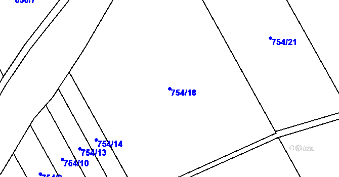 Parcela st. 754/18 v KÚ Chuchelná, Katastrální mapa