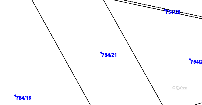 Parcela st. 754/21 v KÚ Chuchelná, Katastrální mapa