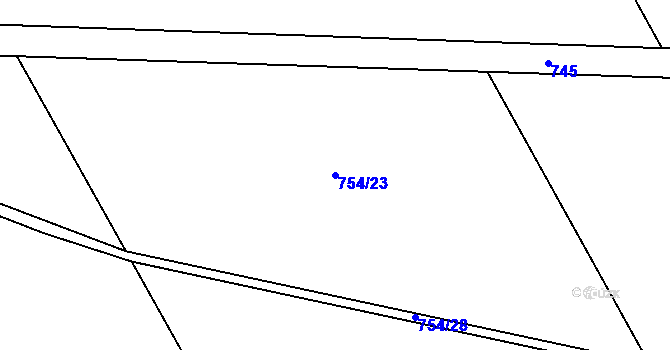 Parcela st. 754/23 v KÚ Chuchelná, Katastrální mapa
