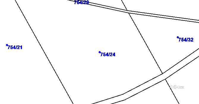 Parcela st. 754/24 v KÚ Chuchelná, Katastrální mapa