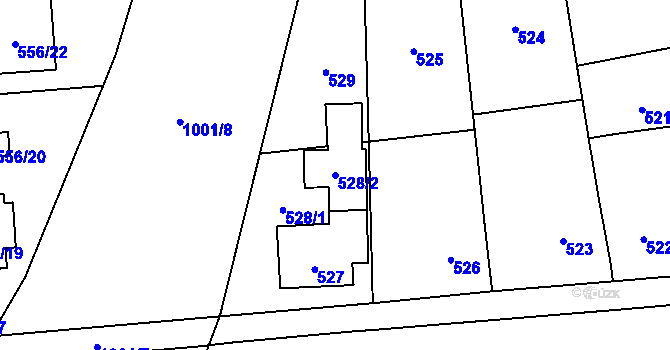 Parcela st. 528/2 v KÚ Chuchelná, Katastrální mapa