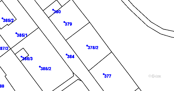 Parcela st. 378/2 v KÚ Chuchelná, Katastrální mapa