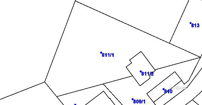 Parcela st. 811/1 v KÚ Chuchelná, Katastrální mapa