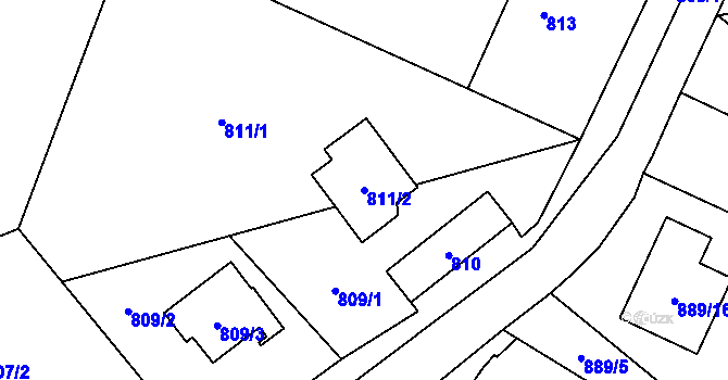 Parcela st. 811/2 v KÚ Chuchelná, Katastrální mapa