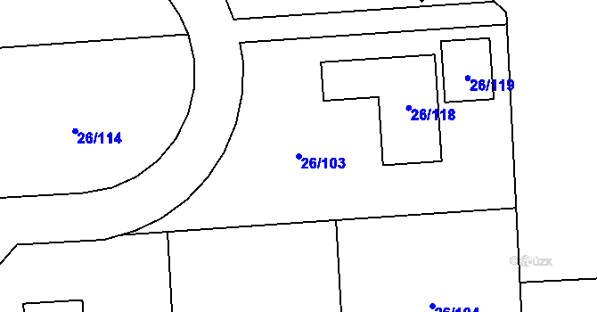 Parcela st. 26/103 v KÚ Chuchelná, Katastrální mapa