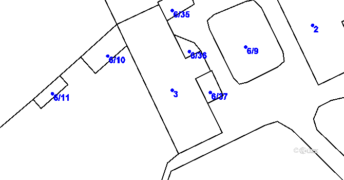 Parcela st. 3 v KÚ Chuchelná, Katastrální mapa