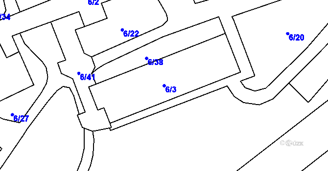 Parcela st. 6/3 v KÚ Chuchelná, Katastrální mapa
