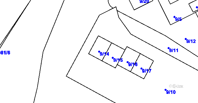 Parcela st. 9/14 v KÚ Chuchelná, Katastrální mapa