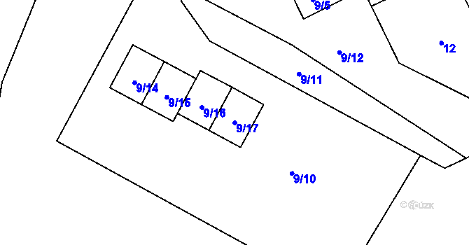 Parcela st. 9/17 v KÚ Chuchelná, Katastrální mapa