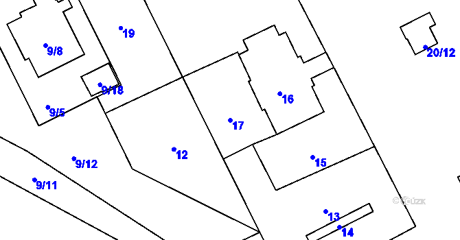 Parcela st. 17 v KÚ Chuchelná, Katastrální mapa