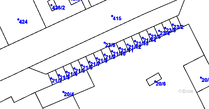 Parcela st. 21/9 v KÚ Chuchelná, Katastrální mapa