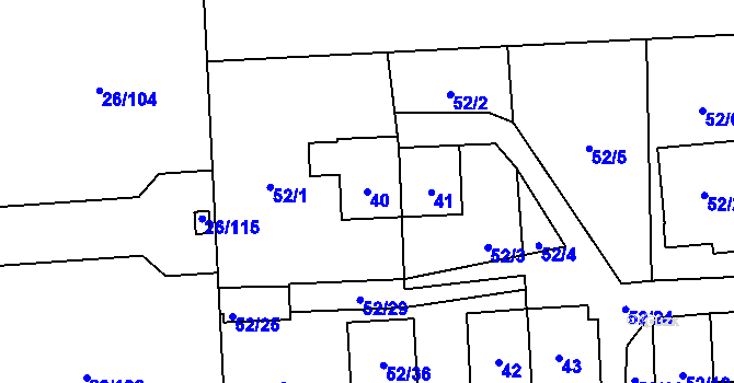 Parcela st. 40 v KÚ Chuchelná, Katastrální mapa