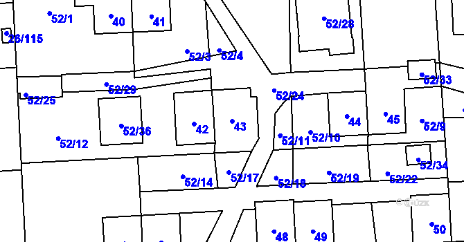 Parcela st. 43 v KÚ Chuchelná, Katastrální mapa