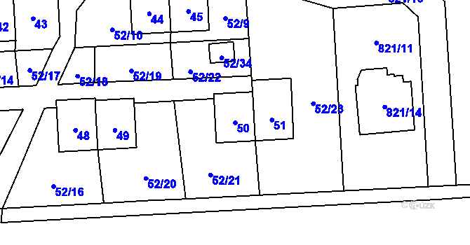 Parcela st. 50 v KÚ Chuchelná, Katastrální mapa