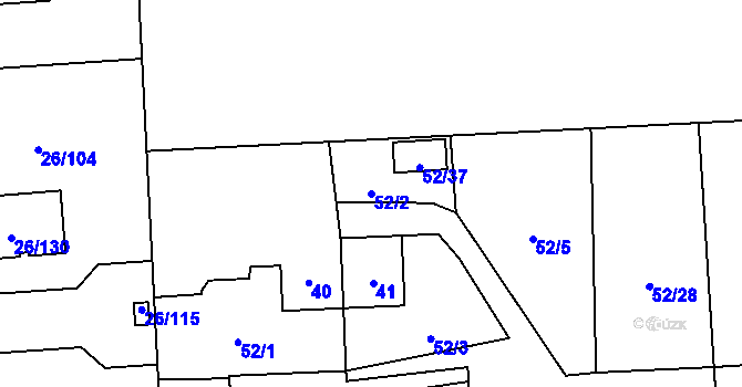 Parcela st. 52/2 v KÚ Chuchelná, Katastrální mapa