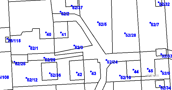 Parcela st. 52/4 v KÚ Chuchelná, Katastrální mapa