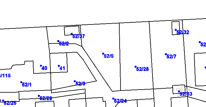 Parcela st. 52/5 v KÚ Chuchelná, Katastrální mapa