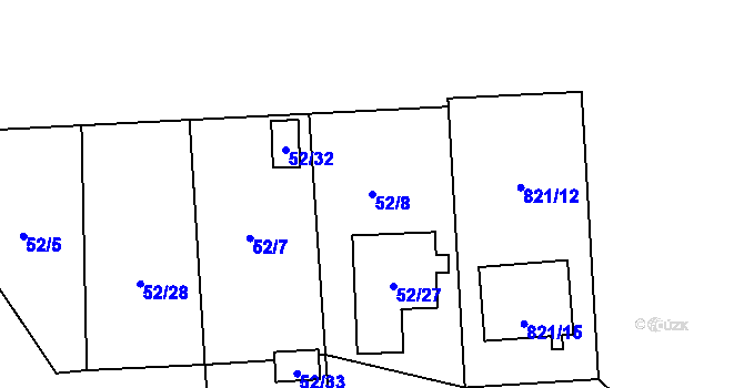 Parcela st. 52/8 v KÚ Chuchelná, Katastrální mapa