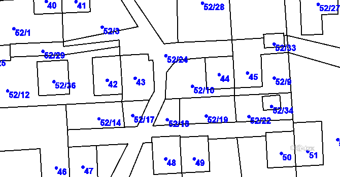 Parcela st. 52/11 v KÚ Chuchelná, Katastrální mapa