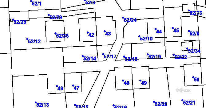 Parcela st. 52/17 v KÚ Chuchelná, Katastrální mapa