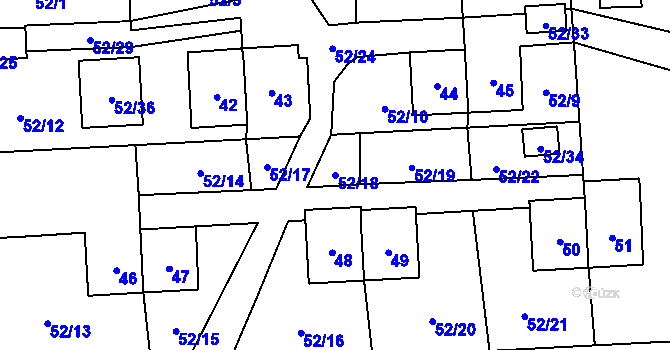 Parcela st. 52/18 v KÚ Chuchelná, Katastrální mapa