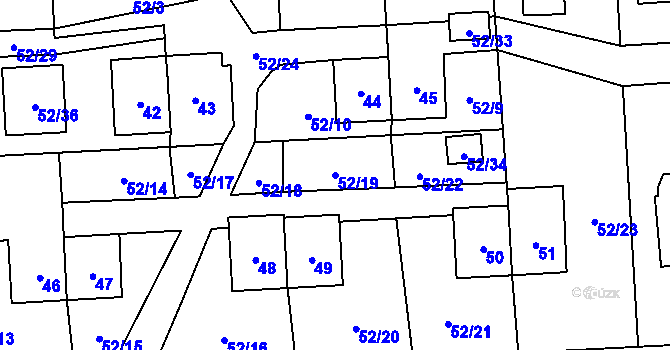 Parcela st. 52/19 v KÚ Chuchelná, Katastrální mapa