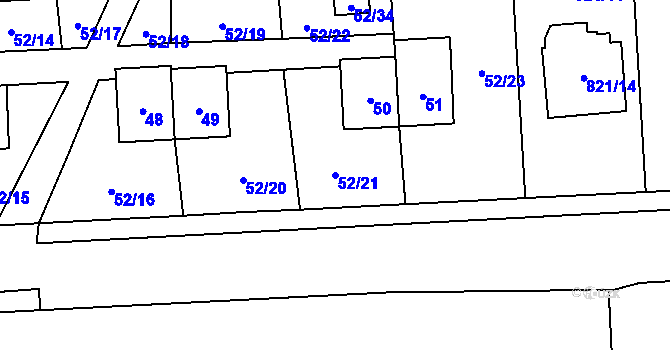 Parcela st. 52/21 v KÚ Chuchelná, Katastrální mapa