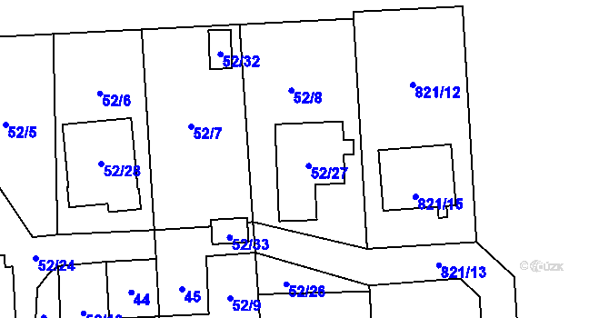 Parcela st. 52/27 v KÚ Chuchelná, Katastrální mapa