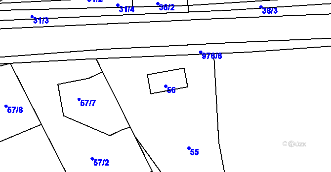 Parcela st. 56 v KÚ Chuchelná, Katastrální mapa