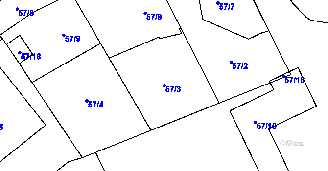 Parcela st. 57/3 v KÚ Chuchelná, Katastrální mapa