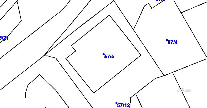 Parcela st. 57/5 v KÚ Chuchelná, Katastrální mapa