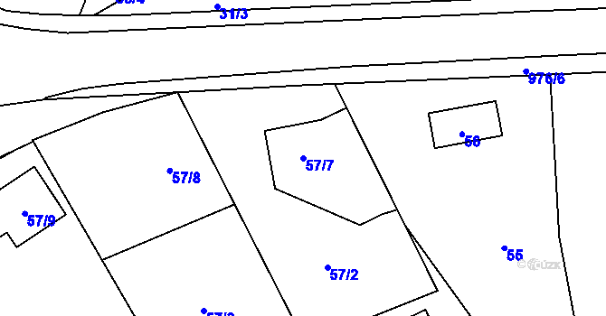 Parcela st. 57/7 v KÚ Chuchelná, Katastrální mapa