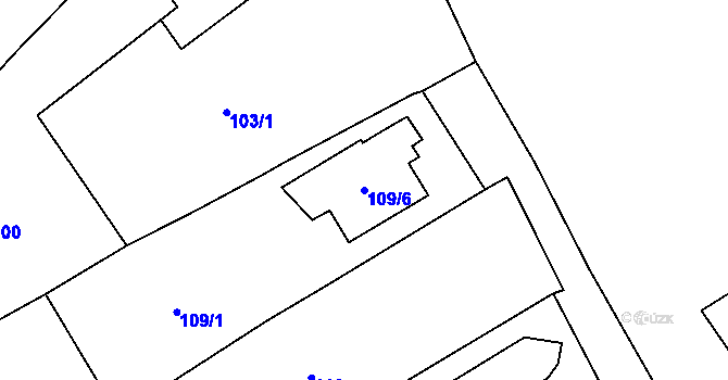Parcela st. 109/6 v KÚ Chuchelná, Katastrální mapa