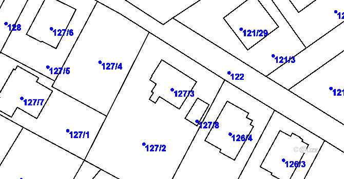 Parcela st. 127/3 v KÚ Chuchelná, Katastrální mapa