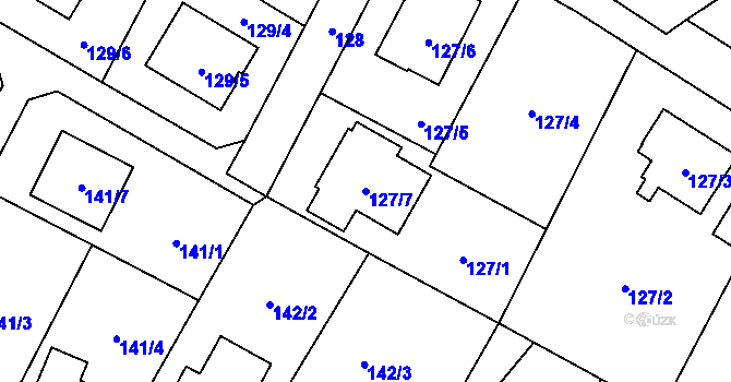 Parcela st. 127/7 v KÚ Chuchelná, Katastrální mapa