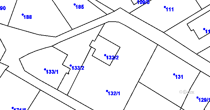 Parcela st. 132/2 v KÚ Chuchelná, Katastrální mapa
