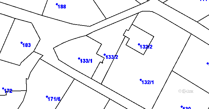 Parcela st. 133/2 v KÚ Chuchelná, Katastrální mapa