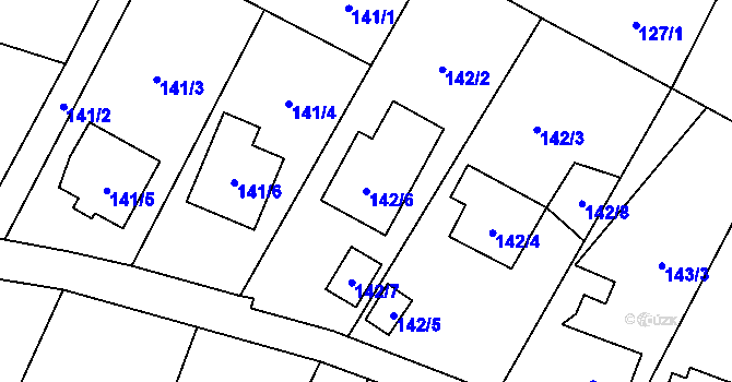 Parcela st. 142/6 v KÚ Chuchelná, Katastrální mapa