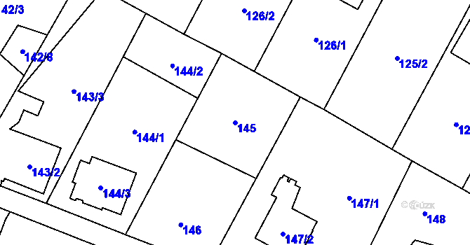 Parcela st. 145 v KÚ Chuchelná, Katastrální mapa