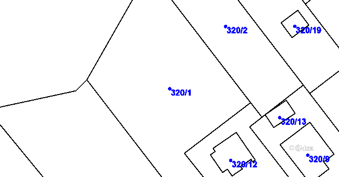 Parcela st. 320/1 v KÚ Chuchelná, Katastrální mapa