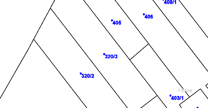 Parcela st. 320/3 v KÚ Chuchelná, Katastrální mapa