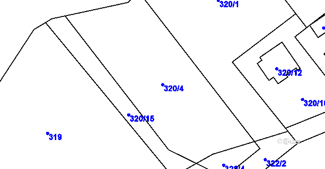 Parcela st. 320/4 v KÚ Chuchelná, Katastrální mapa
