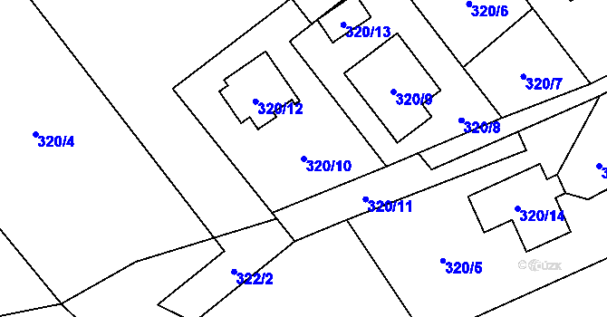 Parcela st. 320/10 v KÚ Chuchelná, Katastrální mapa