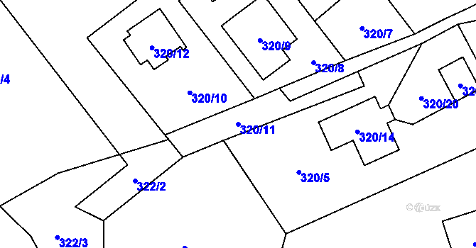 Parcela st. 320/11 v KÚ Chuchelná, Katastrální mapa