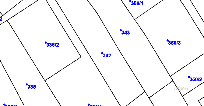 Parcela st. 342 v KÚ Chuchelná, Katastrální mapa
