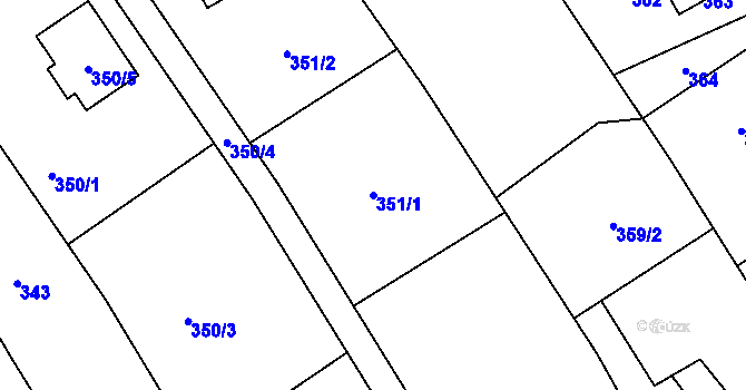Parcela st. 351/1 v KÚ Chuchelná, Katastrální mapa