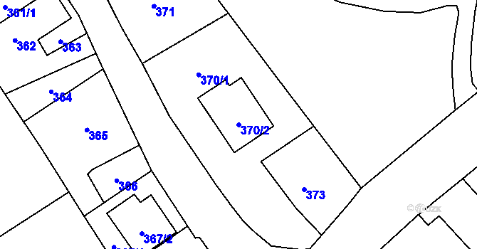 Parcela st. 370/2 v KÚ Chuchelná, Katastrální mapa