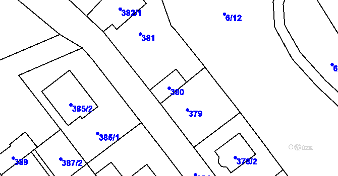 Parcela st. 380 v KÚ Chuchelná, Katastrální mapa
